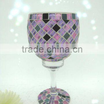 Elegant Beautiful Purple Home Decoration Handmade Mosaic Florist Glass Vase photo-5