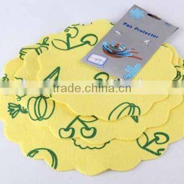 3pc round felt cloth placemat printed coaster