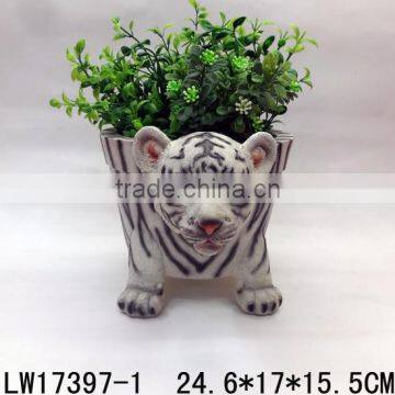 2017 Latest Stylish Polyresin Decoration Cute Tiger Flowerpot Best Art Decor for Garden 2 Colors photo-2