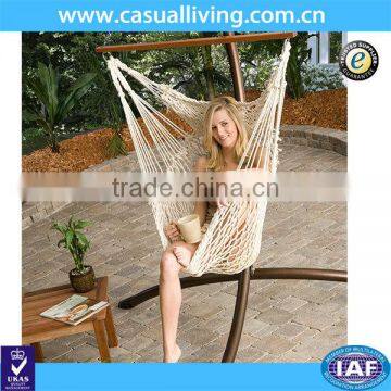 wholesale outdoor white cotton rope hanging hammock chair with stand