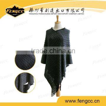 High Quality Fashion Design Women Cashmere Knit Ponchos Sweater photo-2