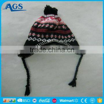 2017 Hot-selling novelty beanies knitted with strings for winter