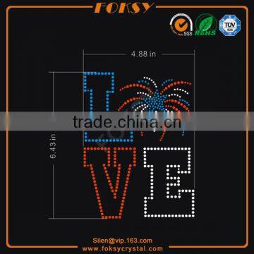 I Love USA Hot Fix Rhinestone Heart Design Transfers photo-4