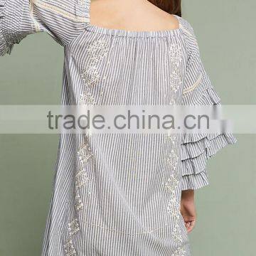2017 Wome Clothing Dress Boho Ruffled Sleeves Embroidered Shift Names Of Girls Dress HSd5163 photo-5