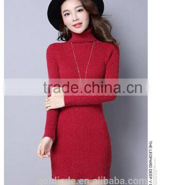 2016 Customized Manufacture Fashionable Wholesale Women Plain Color Dress Long-sleeve Spring Autumn Ladies Knitted Skinny Dress photo-5