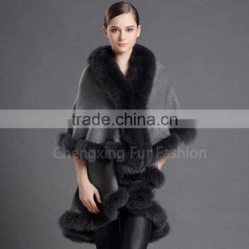 CX-B-P-17C Fur Decora Fashion Italian Cashmere Pashmina Shawl With Fur photo-3
