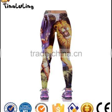 Women The African Lion Print Fitness Quick Dry Exercise Leggings High Waist Mid Calf Energy Pants Trousers