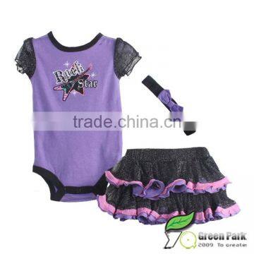 Girls Lilac Rock Star Rompers+Tutu Skirts 2pcs Clothing Sets Baby Suits infant rompers sets