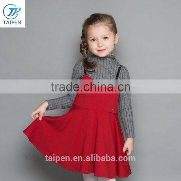 2017 Spring Children's Woven Suspender Dress Fashon Sleeveless Dress Back With Zipper Derigns For Girl