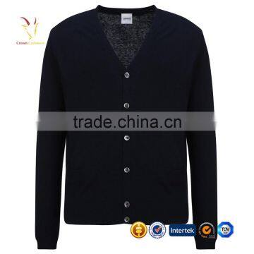 V Neck Mens Knitted Cashmere Cardigan Sweater