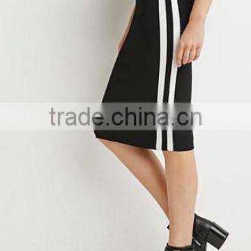 Ms 100% Cotton Stripe Pencil Bust Skirt in Baseball photo-3