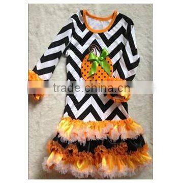 2014 New Girls Halloween Dress Pumpkin Dress Chevron Dress photo-2