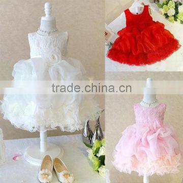 New Model Summer Girl Dress Lace Dress With Flower Baby Dress Kids Clothes