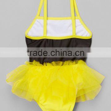 Latest Girl Swimsuit With Yellow And Black Daisy Skirted One-Piece Girl Beachwear Child Clothes G-NP-S905-320 photo-2
