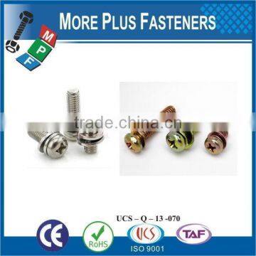 Taiwan M3 M12 M3X8 Phillips Head Thread Rolling Sheet Metal Screw Type AB Zinc with Hex Double Lock Washer Square Washer