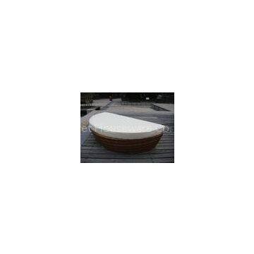 Half Round Outdoor Rattan Daybed With White Cushion And Pillow