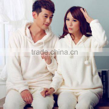 beautiful Pure white couple coral fleece pajamas hot sales