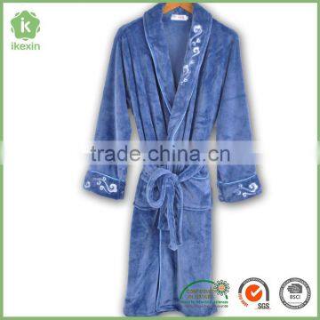 Wholesale embroidered super soft flannel bathrobe