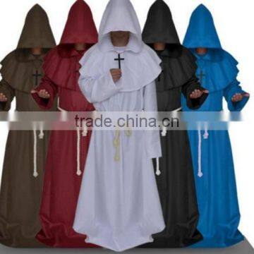 onen instyles Medieval Hooded Robe Monk Cowl Cross Necklace Renaissance Costume