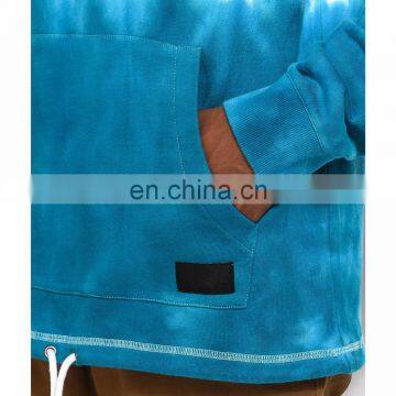 2017 Latest Fashion Cusom 100% Cotton Tie Dye Light Red&Blue Pull Over Hoodie For Men photo-4