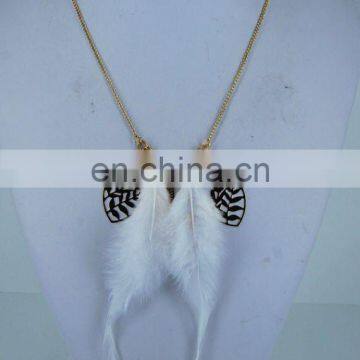 fashion new design feather necklace long FHE-0062