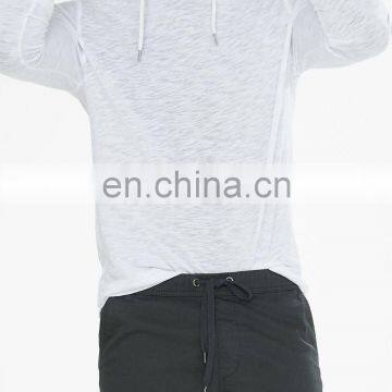 100% Cotton Plain Pullover Hoodie Navy Crossover Collar Slub Knit Hoodie Manufacturer