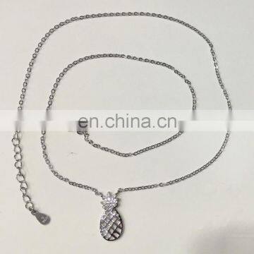 Fashion Delicate Hollow Micro Pave Diamond Pineapple Pendant Gold Plated Fruit Necklace Stylish 925 Sterling Silver Jewelry