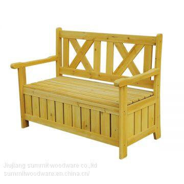 Brown Wooden Outdoor Storage Bench photo-2