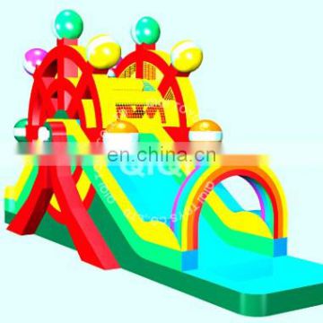 Commercial inflatable inflatable rainbow slide slide with pool, inflatable water slide for sale