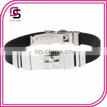 Fashion Silicone Stainless Steel Cross Bracelet for Man Custom