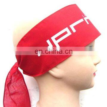 promotional sports band red ribbon with white printing cheering squad headband sports hairbow hair band advertising headwear