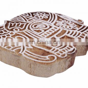 Hand Carved Wood Elephant Pattern Stamp Wooden Printing Block Indian Textile