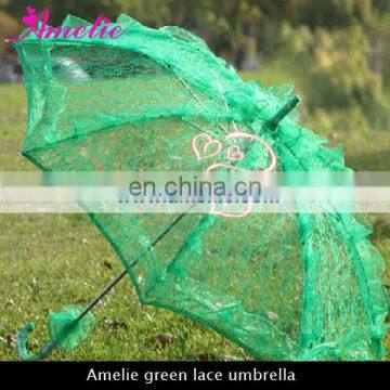 Ladies Green Umbrella with lace