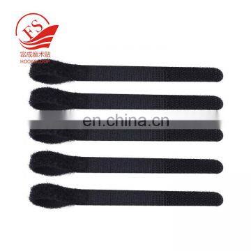 Black Durable P-shape Cable Tie Back to Back Hook and Loop Tape With Logo photo-3