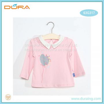 Girl's long-sleeved T-shirt with cotton lapel shirt