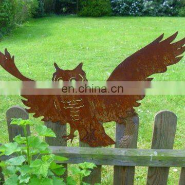 Laser cut metal art owl rusty metal decorations