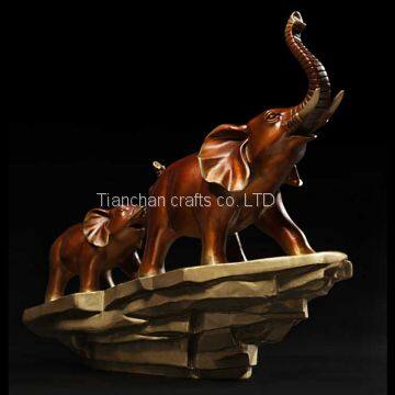 Bronze Elephant Family Statue Including Mother and Calf Elephant Sculpture