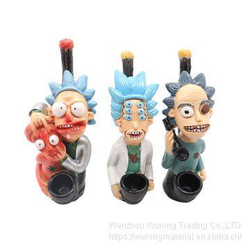 125mm Length Wooden Resin Short Tobacco Pipe With Rick and Morty Figure Shape for Smoking