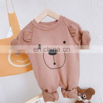 0-2 Years Old Baby Bear Baby Romper 2020 Winter Style Male and Female Baby Cartoon Romper Long-sleeved Plus Velvet Jumpsuit