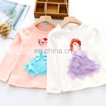 Girl's foreign style three dimensional Princess cartoon Cotton Long Sleeve T-Shirt children's spring and autumn children's