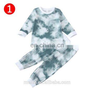 Baby Boy Girls Tie-Dye Clothes Set Autumn Spring Long Sleeve Button O-neck Tops Romper Pants 3Pcs Outfit for Newborn Infant Baby photo-4