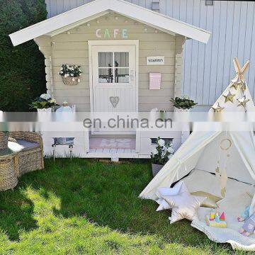 Kids Teepee Tent Children Play Tent Indoor &Outdoor Kids Playhouse White Canvas Teepee With Wood Pole photo-7