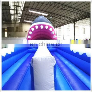 Plato 0.55MM PVC Tarpaulin Shark Theme Interactive Game Inflatable Two Lane Bungee Run