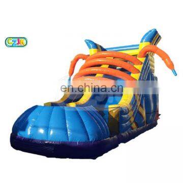 commercial china cheap price new design inflatable shoes dry slide for kids