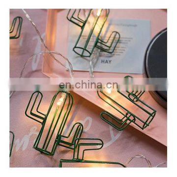 Quality Led metal iron green mini cactus String Lights garden decorative indoor party wedding waterproof fairy strip light