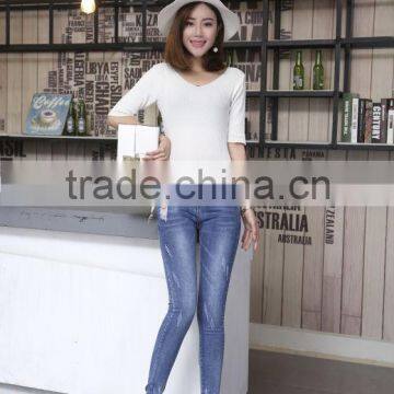 women washed ripped tight slim fit legging denim jeans pants