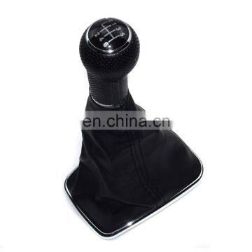 Chrome Gear Shift Leather 6 Speed knob Boot For VW Golf Jetta 98-05