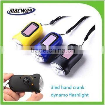 3LED hand crank solar flashlight