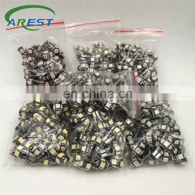 500X T10 Canbus 5smd Car Light W5w 194 168 Error Bulbs DC 12V Wedge Lamp Parking Lamp White Blue Red Yellow Pink Green Ice Blue