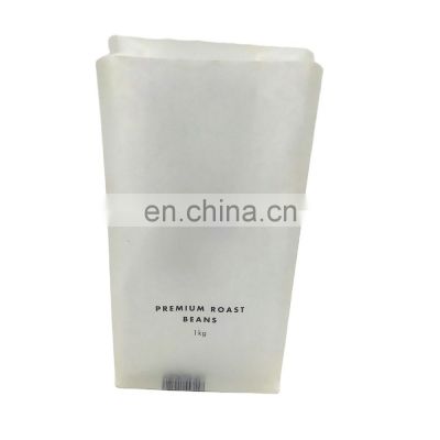 Hot Sale 1kg White Paper PE Coffee Bag With Custom Printing Flat Bottom Side Guset Bag